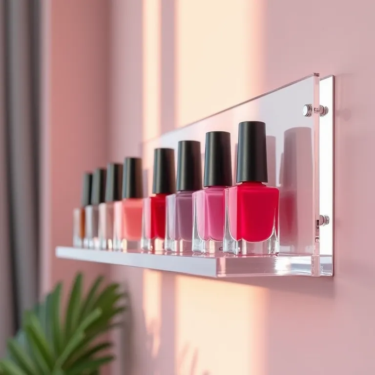 Porta esmalte em acrílico transparente.