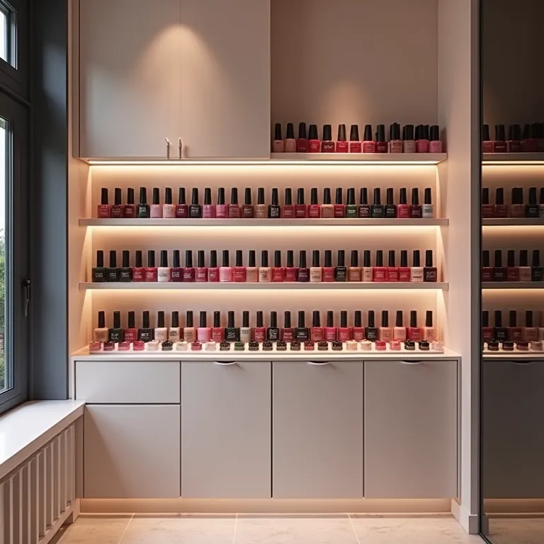 Porta esmalte embutido na parede.