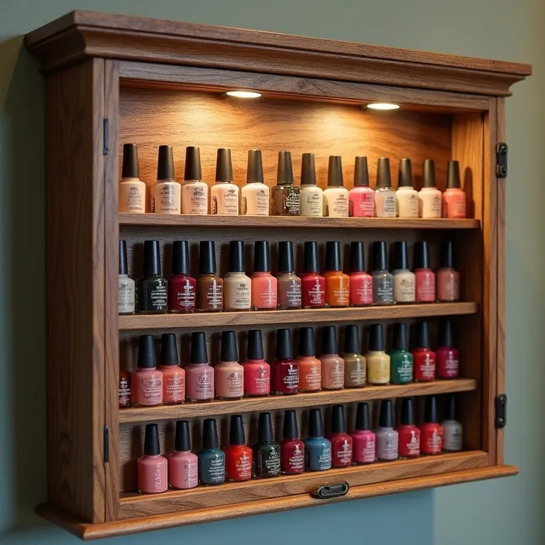 Porta esmalte estilo farmácia antiga.