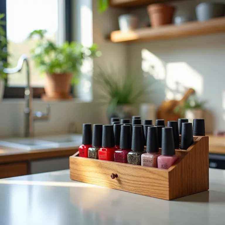 Porta temperos reaproveitado como porta esmalte.