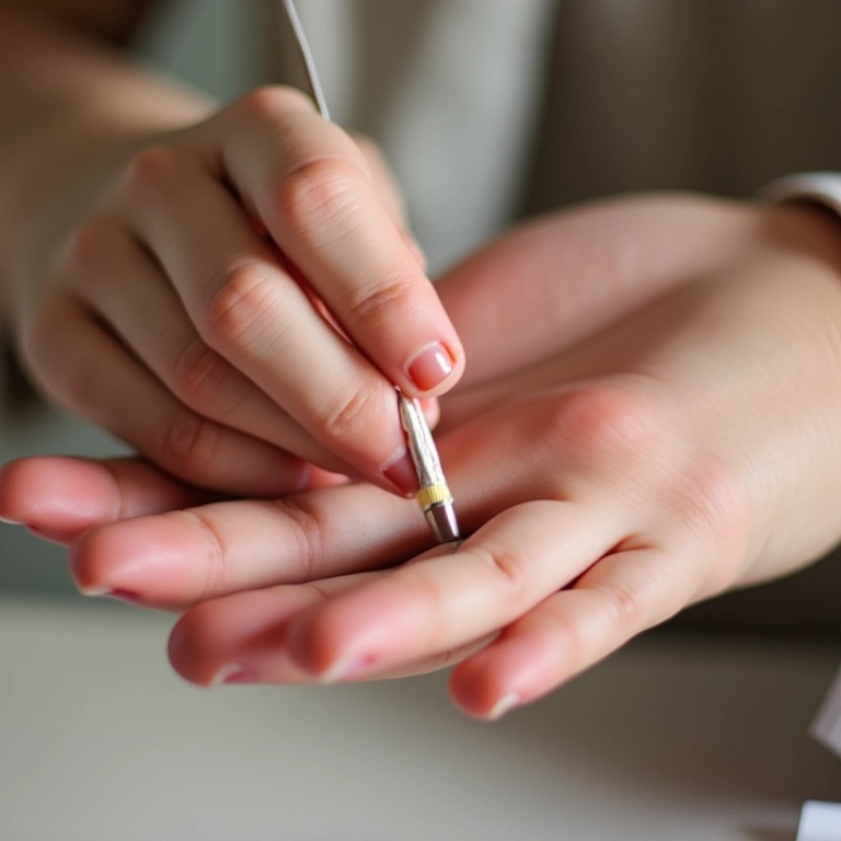 Praticando a aplicação do esmalte para alcançar a perfeição.