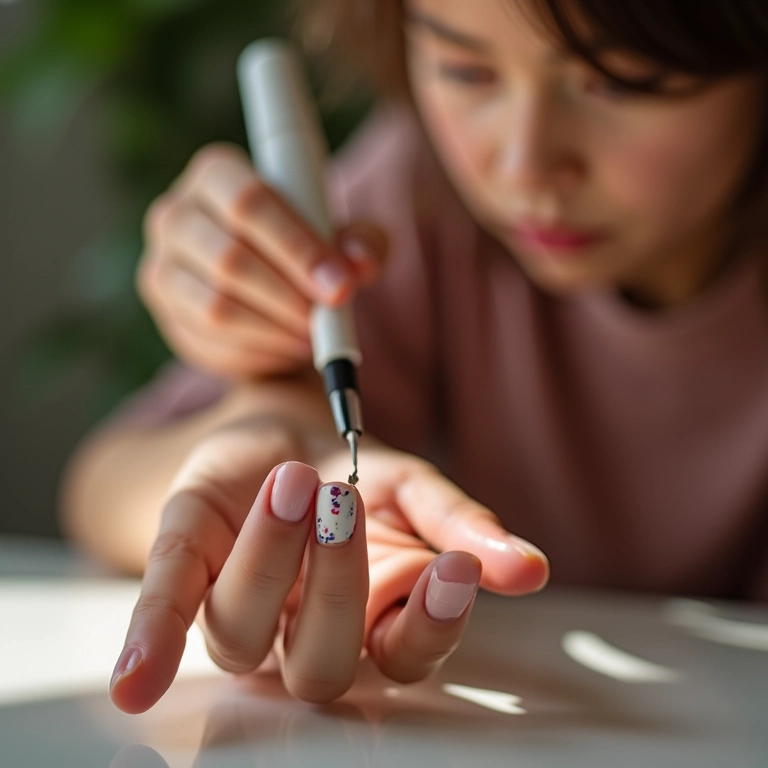 Preparando a unha para a colagem com esmalte.