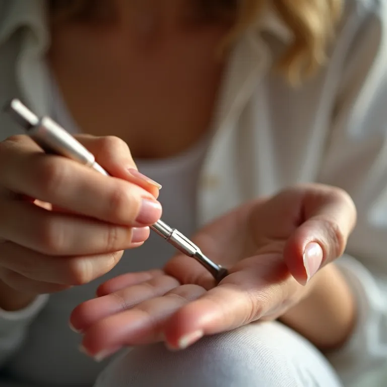 Preparando a unha para a limpeza pós-esmalte.