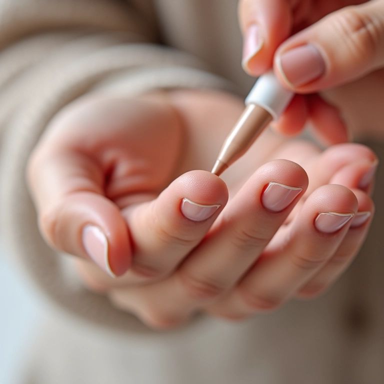 Preparando as unhas com base protetora.