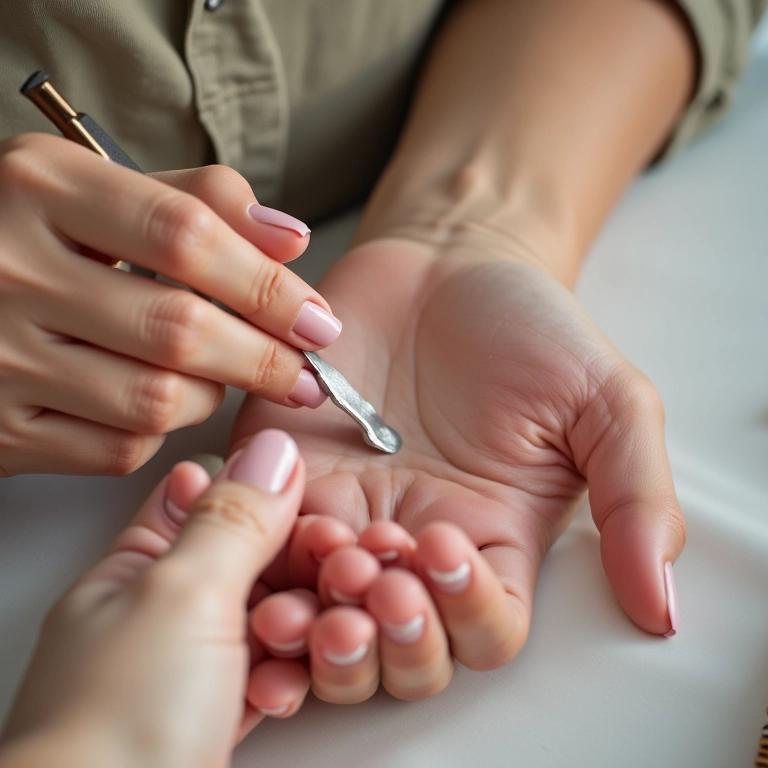 Preparando as unhas para a decoração com esponja.