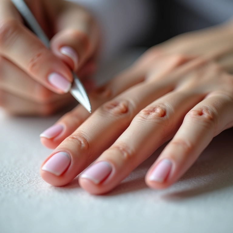 Preparando as unhas para decoração.