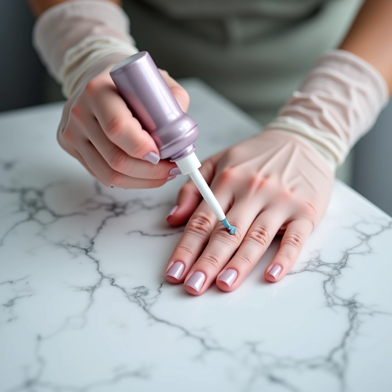 Profissional limpando mancha de esmalte com equipamento adequado.