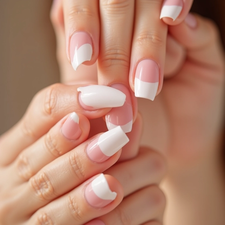 Proteção das unhas naturais com gel francesinha branca.