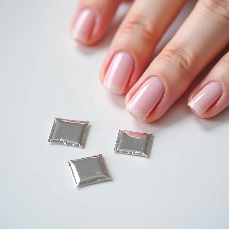 Quadrados de papel alumínio para remoção de esmalte em gel.