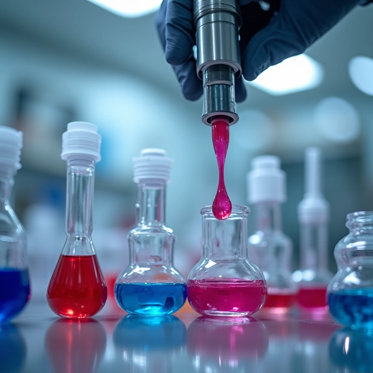 Reatores químicos misturando ingredientes para esmalte.