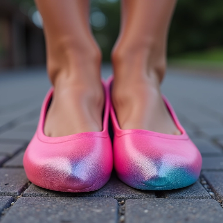Sapatos com efeito degradê feito com esmalte.