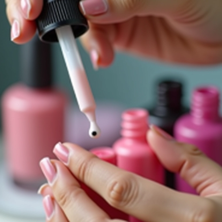 Secante de esmalte em gotas sendo aplicado.