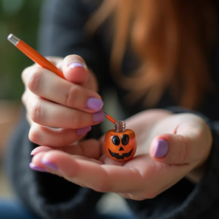 Selando a nail art de Halloween para maior durabilidade.