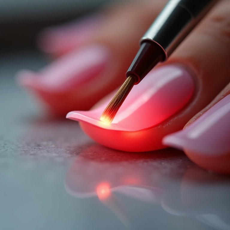 Selando as pontas das unhas com pincel.