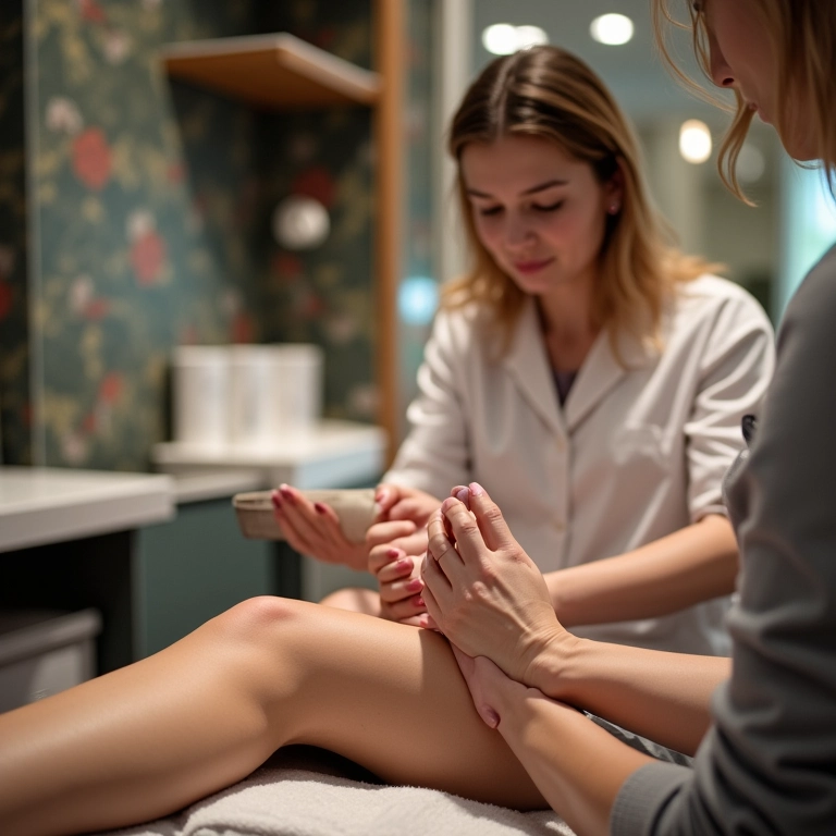 Serviços de manicure e pedicure em uma loja de esmaltes.