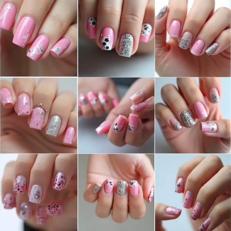 Tabela de ideias para unhas decoradas pequenas.