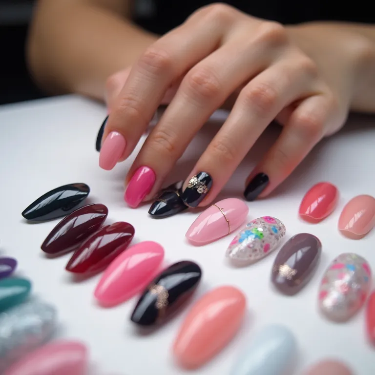 Tabela de inspirações para unhas de gel no Ano Novo.