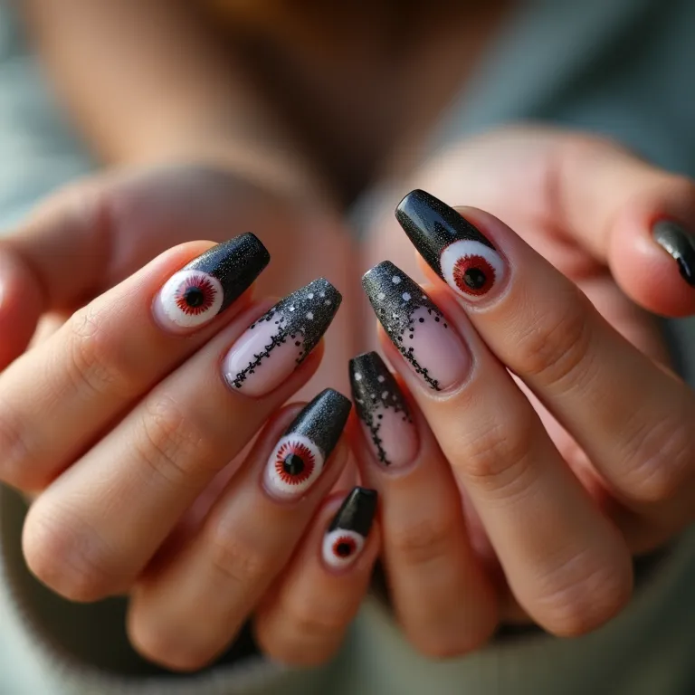 Tendência da unha decorada com olho grego.
