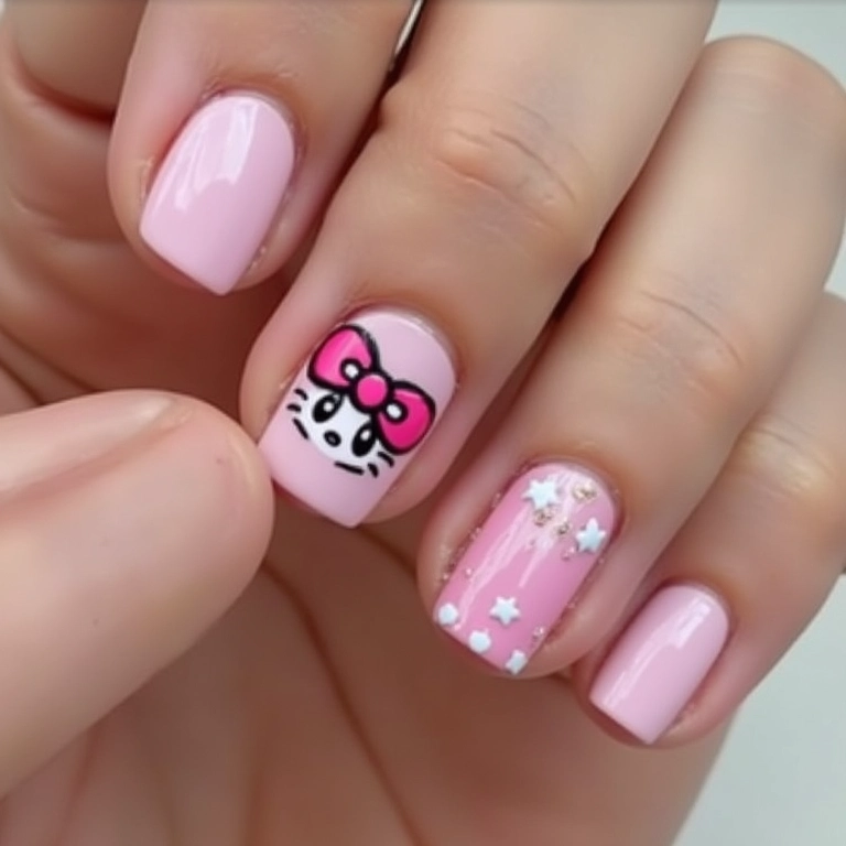Tutorial de como fazer o laço da Hello Kitty nas unhas.