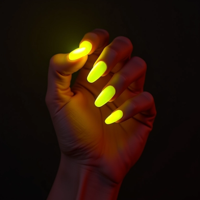 Unha amarela neon.