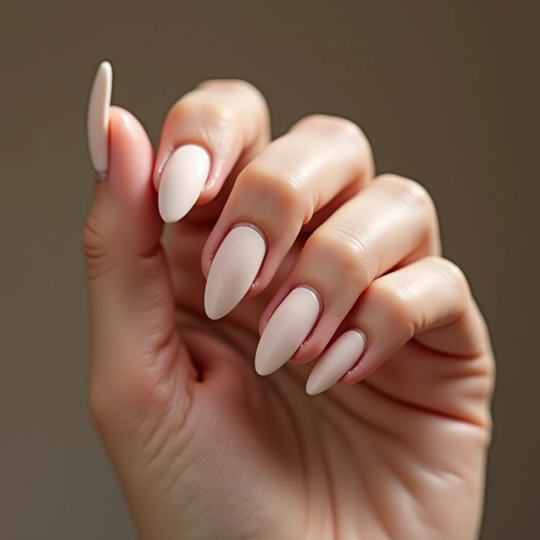 Unha amendoada com efeito matte, moderno e discreto.