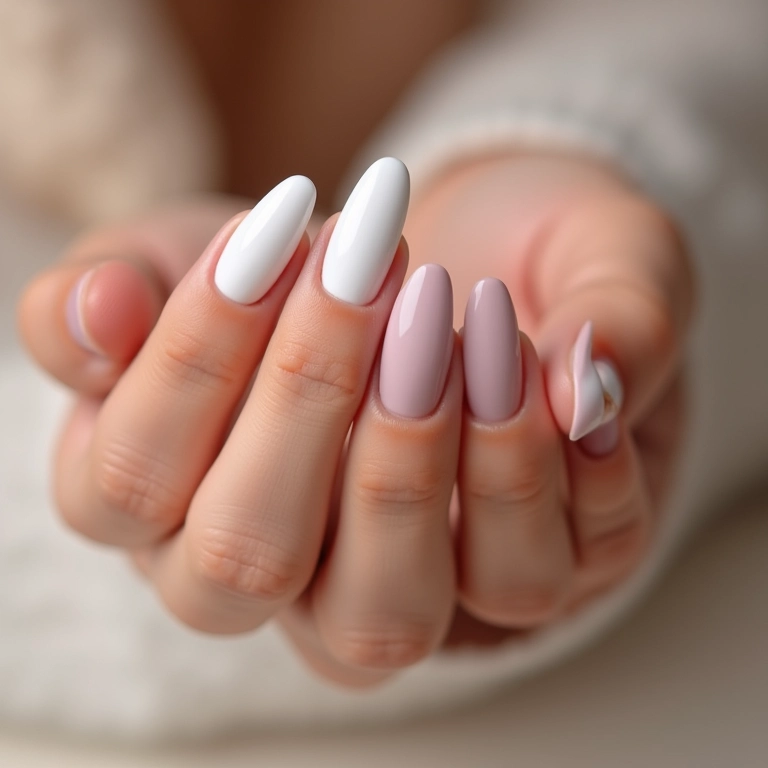 Unha baby boomer com gel branco.