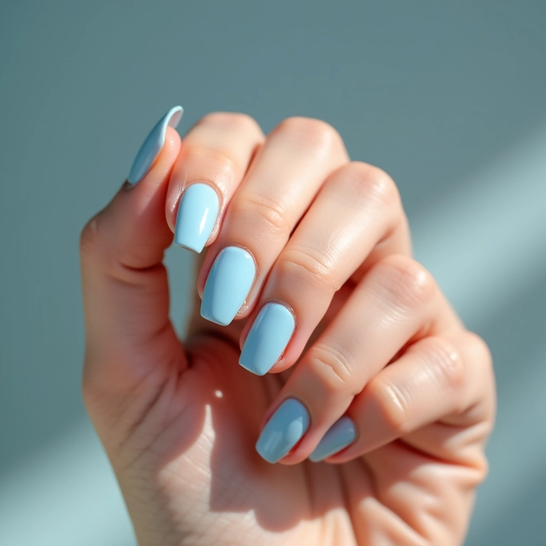 Unha de gel azul claro: delicadeza e sofisticação em suas mãos.