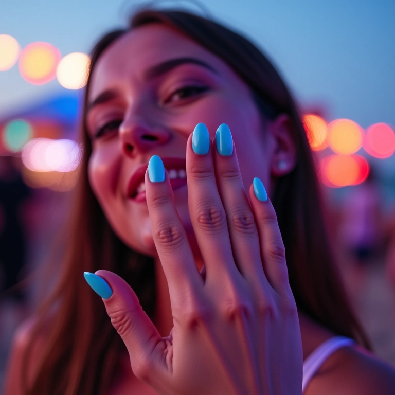Unha de gel azul neon: ousadia e modernidade para quem ama brilhar.