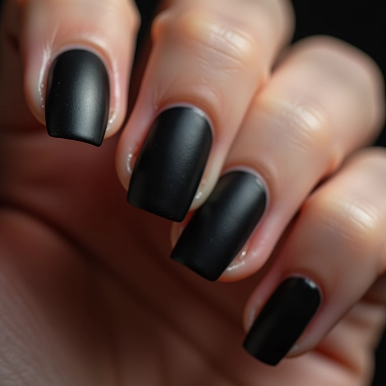 Unha fosca preta com detalhe brilhante: elegância sutil.