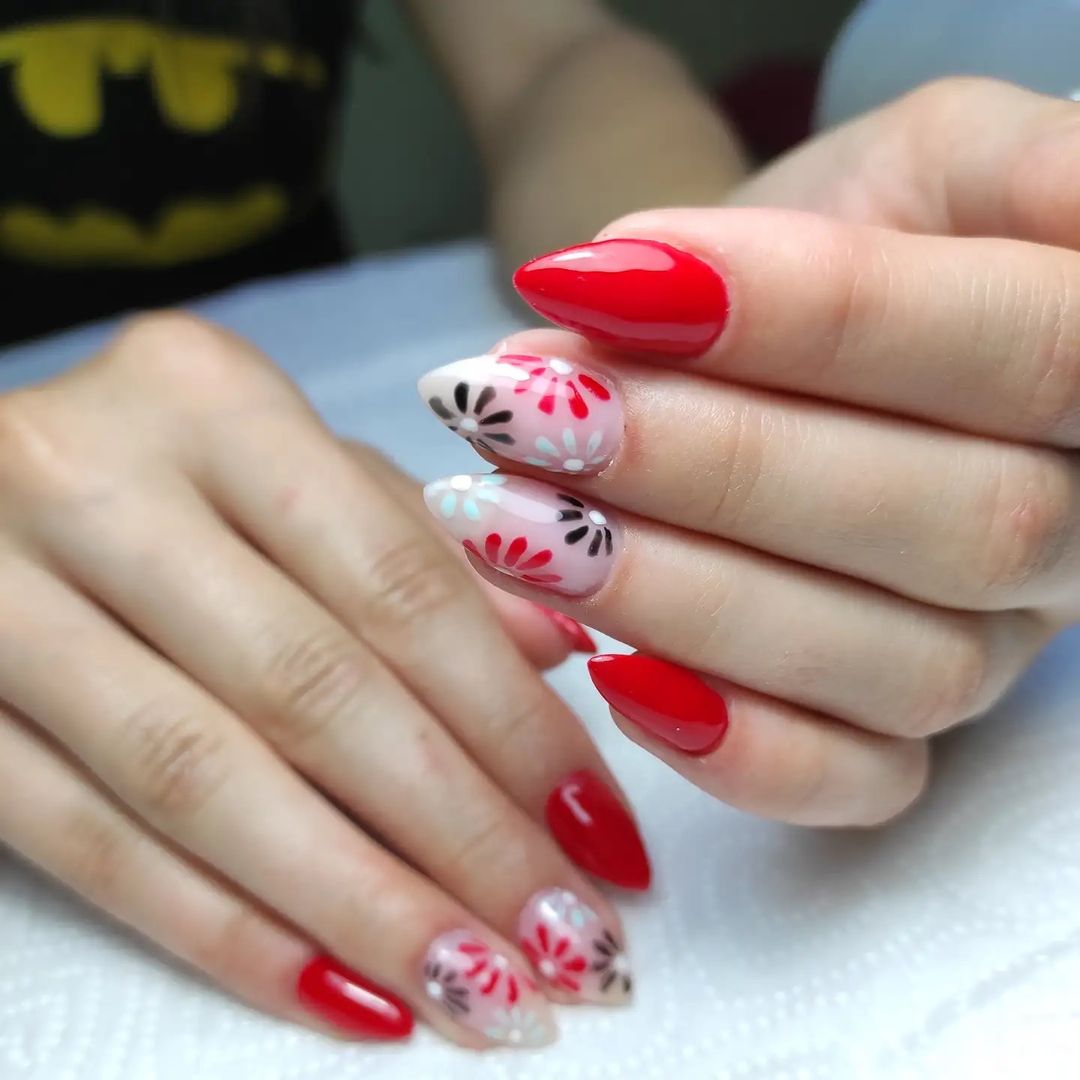 nail arts com esmalte vermelho ...