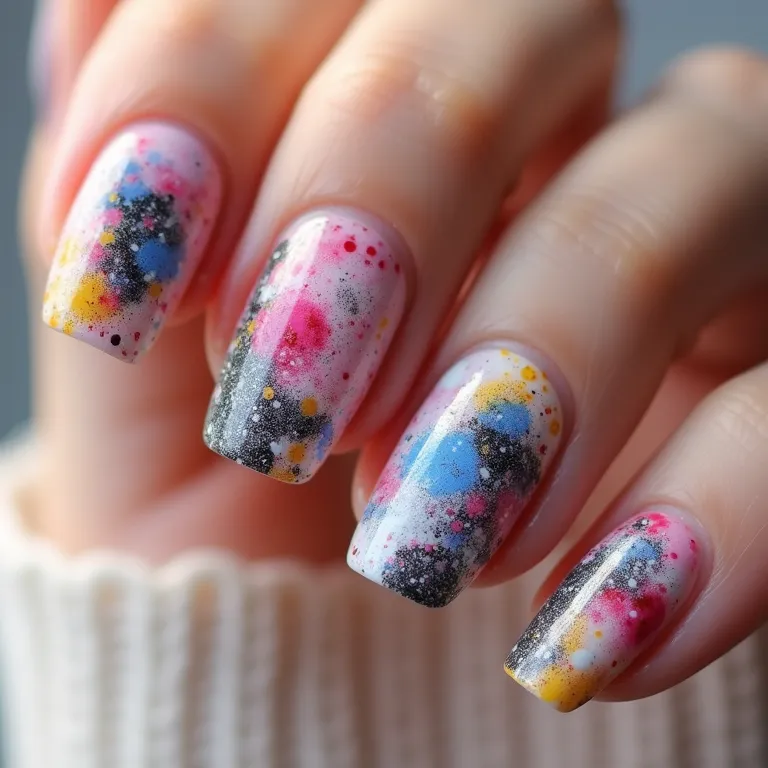 Unhas abstratas com manchas e texturas em PNG.