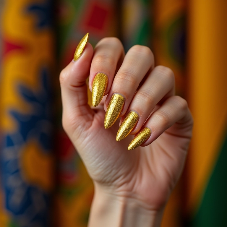 Unhas amarelas com glitter, brilho e glamour para todas as ocasiões.