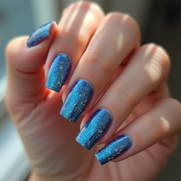 Unhas azuis com filha única.