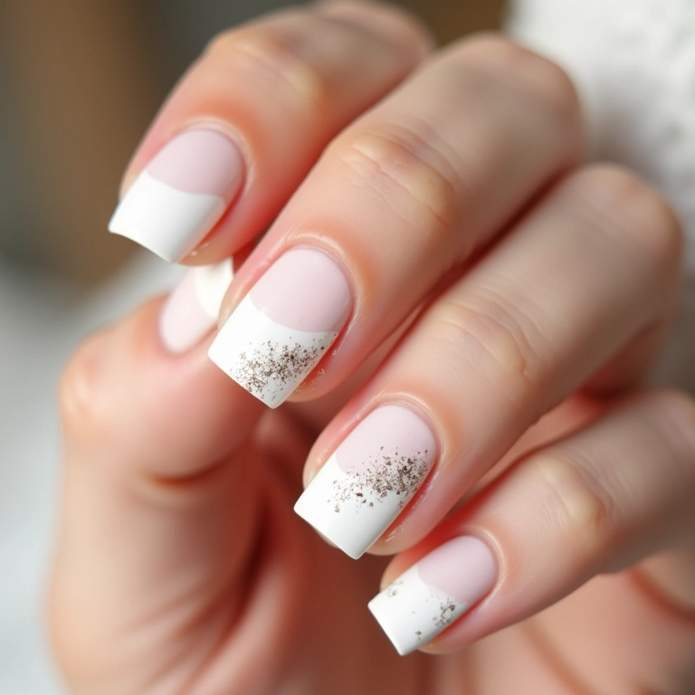 Unhas brancas com glitter: brilho sutil.