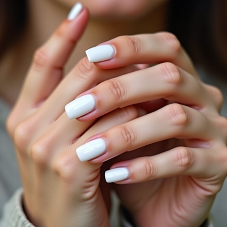 Unhas brancas impecáveis, estilo clássico e sofisticado.