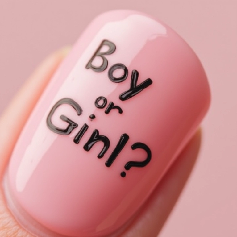 Unhas com a frase 'Boy or Girl?' para chá revelação.
