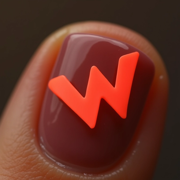 Unhas com a letra W personalizadas com detalhes únicos.