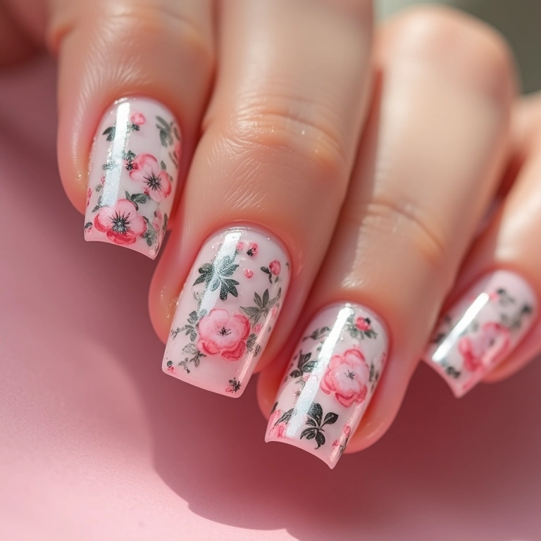 Unhas com adesivos e películas em gel.