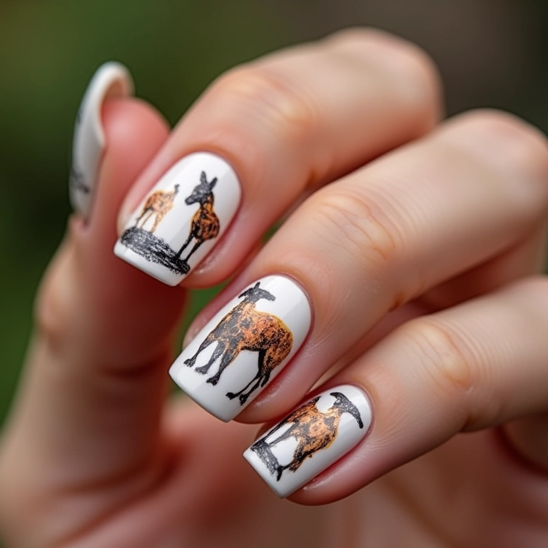 Unhas com carimbo da Galinha Pintadinha, design preciso.