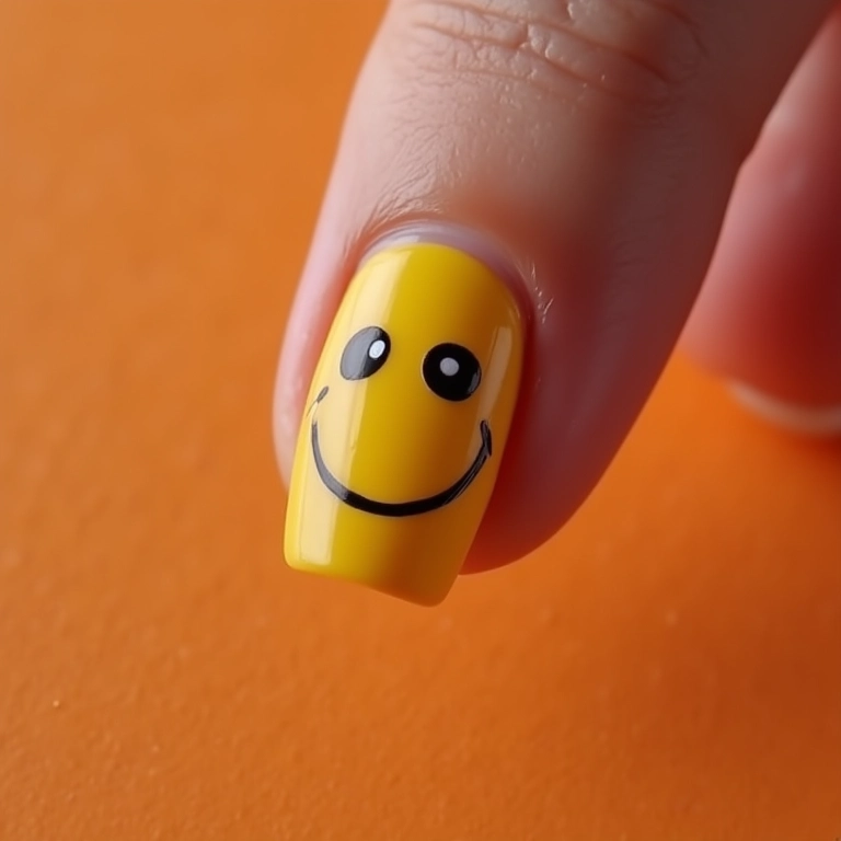 Unhas com carinhas felizes.