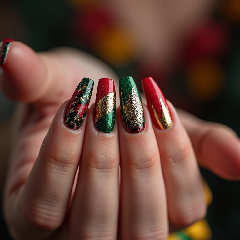 Unhas com desenhos de máscaras venezianas para o Carnaval.