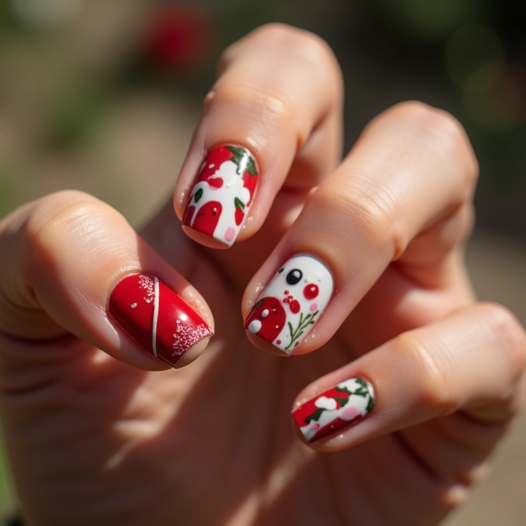 Unhas com desenhos temáticos para celebrar datas especiais, feitas com palito.