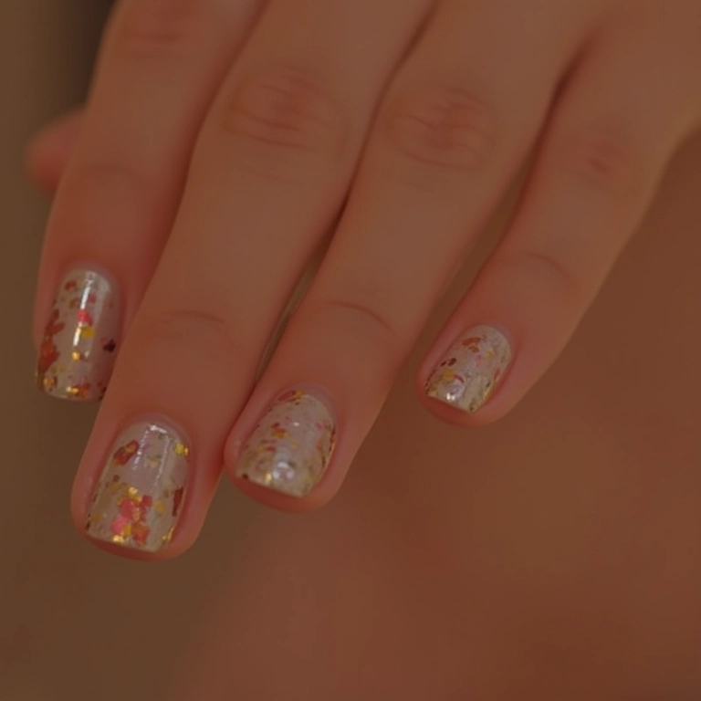 Unhas com detalhes em foil.