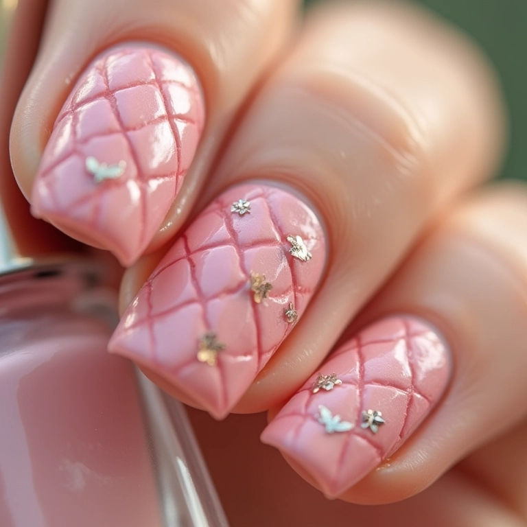 Unhas com efeito acolchoado fofinho.