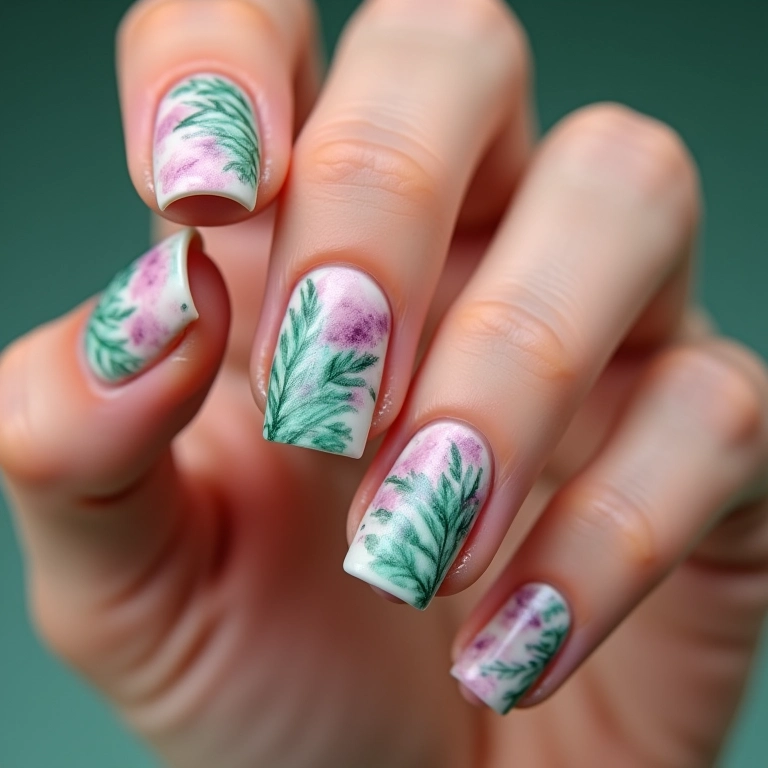 Unhas com efeito aquarela e o símbolo do Palmeiras.