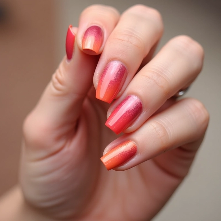Unhas com efeito degradê.