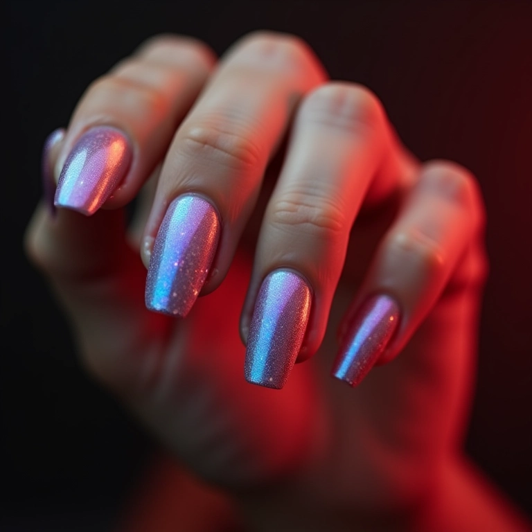Unhas com efeito holográfico, brilho e modernidade na nail art brasileira.