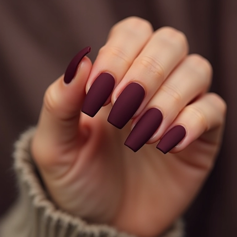 Unhas com efeito matte em unhas quadradas.