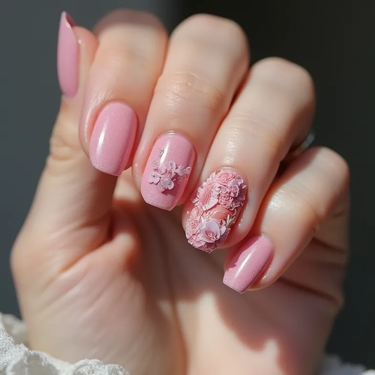 Unhas com efeitos 3D, texturas e elementos criativos.