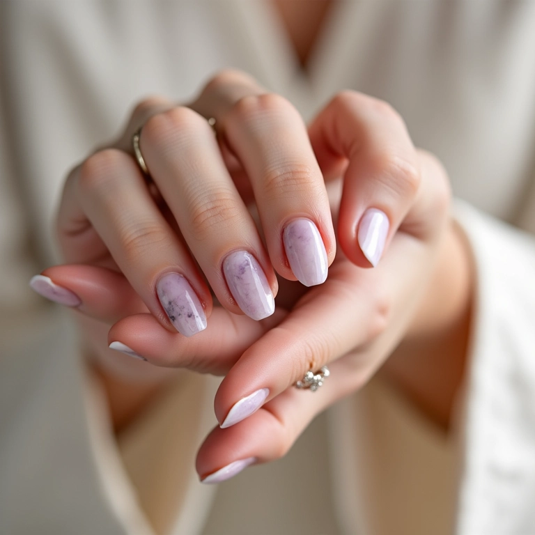 Unhas com elegante efeito mármore.